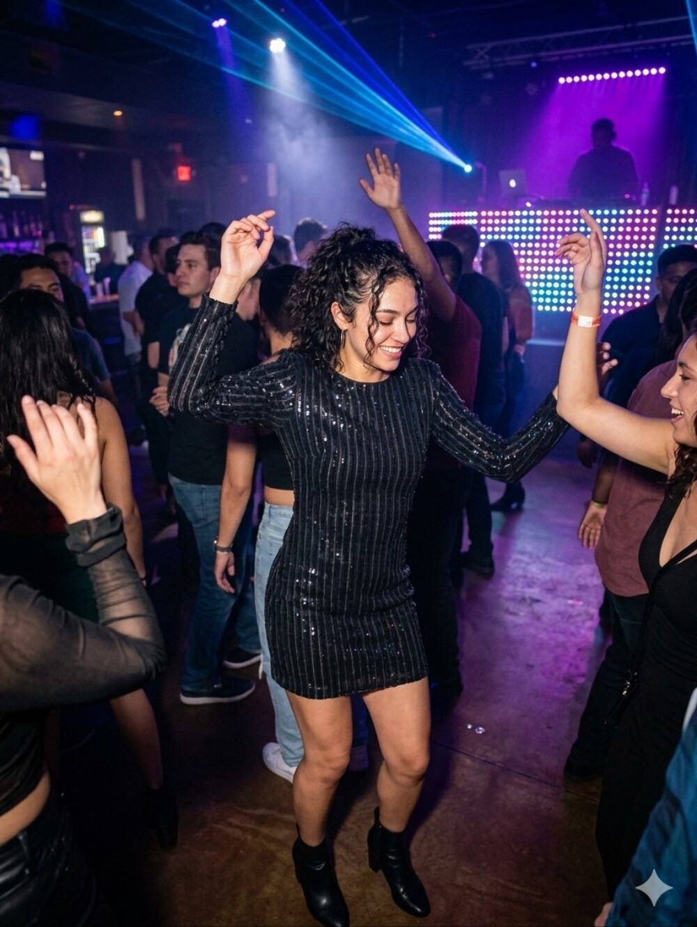 Black Sequin Mini Dress